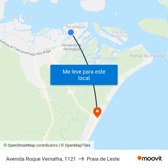 Avenida Roque Vernalha, 1121 to Praia de Leste map