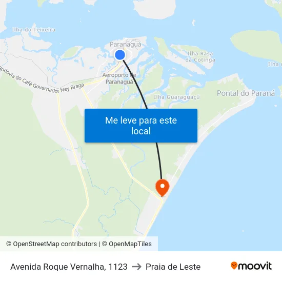 Avenida Roque Vernalha, 1123 to Praia de Leste map