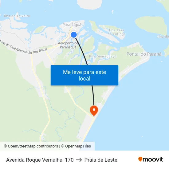 Avenida Roque Vernalha, 170 to Praia de Leste map