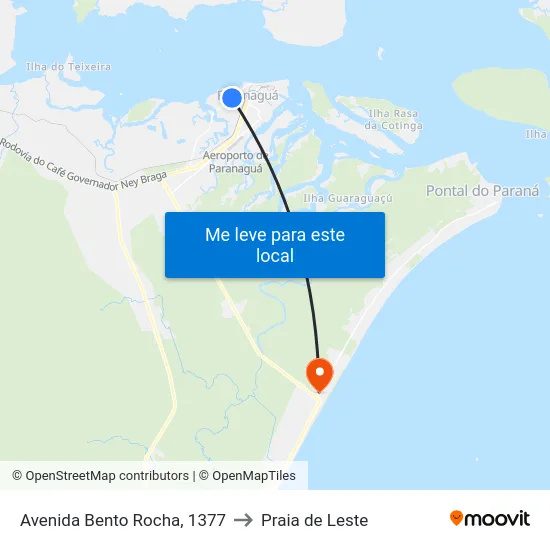 Avenida Bento Rocha, 1377 to Praia de Leste map