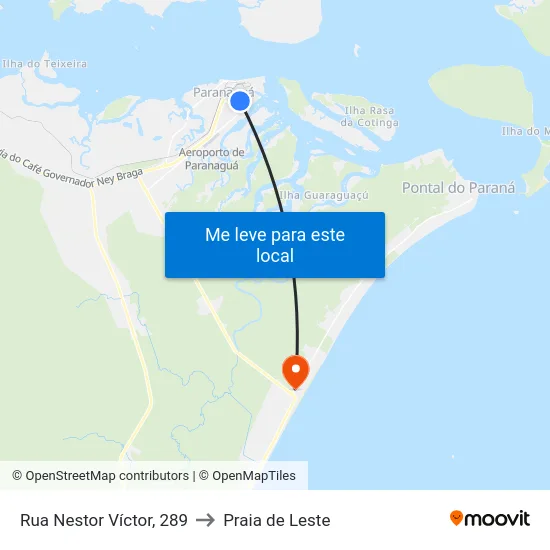 Rua Nestor Víctor, 289 to Praia de Leste map