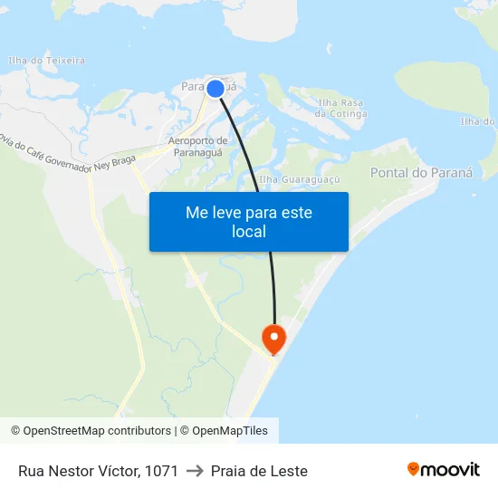 Rua Nestor Víctor, 1071 to Praia de Leste map