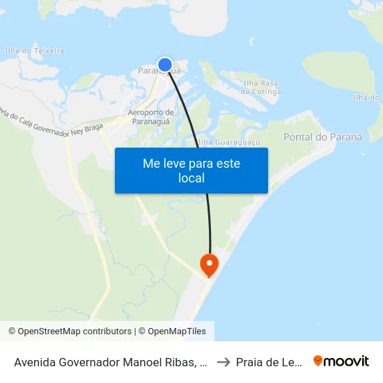 Avenida Governador Manoel Ribas, 152 to Praia de Leste map