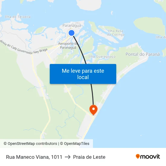 Rua Maneco Viana, 1011 to Praia de Leste map