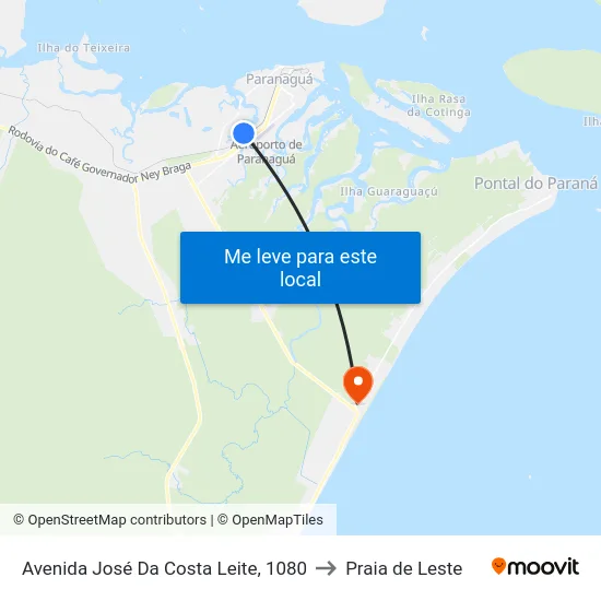 Avenida José Da Costa Leite, 1080 to Praia de Leste map