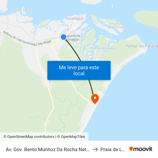 Av. Gov. Bento Munhoz Da Rocha Netto, 3234 to Praia de Leste map