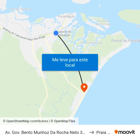 Av. Gov. Bento Munhoz Da Rocha Neto 3133 - Paróquia São João Batista to Praia de Leste map