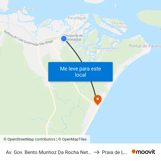 Av. Gov. Bento Munhoz Da Rocha Neto, 3846 to Praia de Leste map
