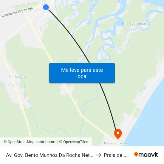 Av. Gov. Bento Munhoz Da Rocha Neto, 4318 to Praia de Leste map
