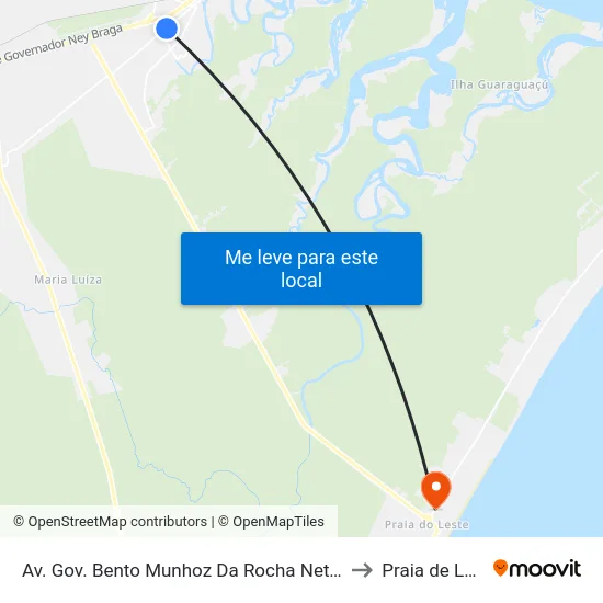 Av. Gov. Bento Munhoz Da Rocha Neto, 4519 to Praia de Leste map