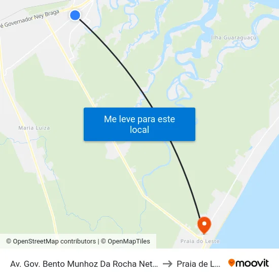 Av. Gov. Bento Munhoz Da Rocha Neto, 4888 to Praia de Leste map