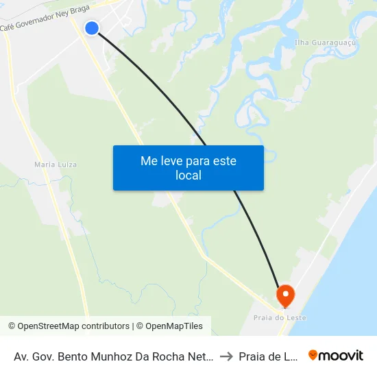 Av. Gov. Bento Munhoz Da Rocha Neto, 6188 to Praia de Leste map