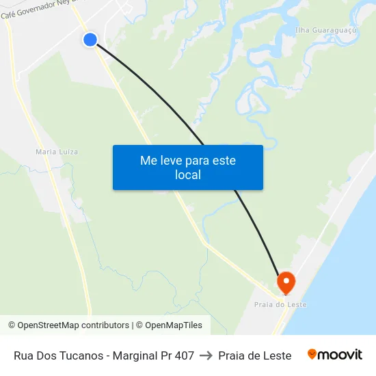 Rua Dos Tucanos -  Marginal Pr 407 to Praia de Leste map