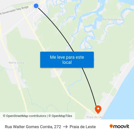 Rua Walter Gomes Corrêa, 272 to Praia de Leste map