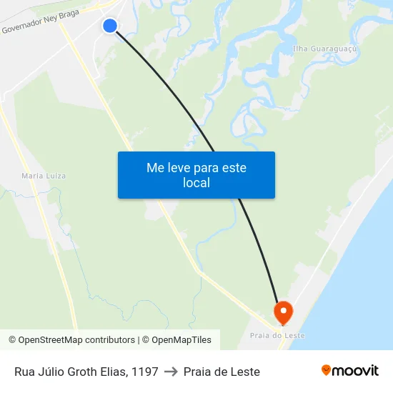 Rua Júlio Groth Elias, 1197 to Praia de Leste map
