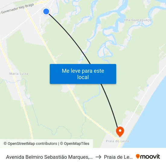 Avenida Belmiro Sebastião Marques, 1708 to Praia de Leste map