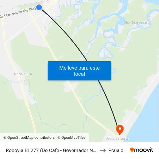 Rodovia Br 277 (Do Café - Governador Ney Braga) Posto Paranaguá to Praia de Leste map