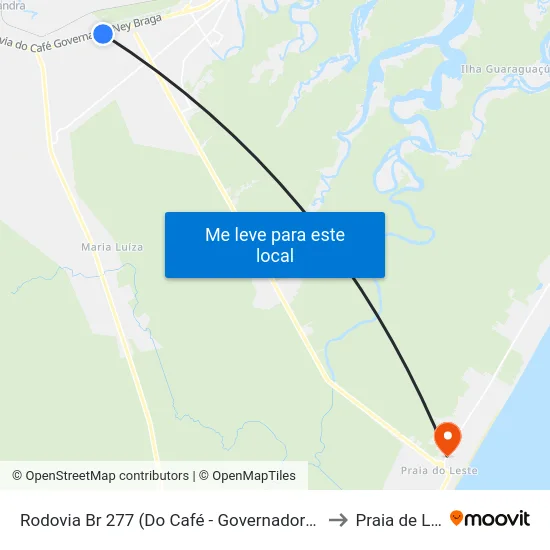Rodovia Br 277 (Do Café - Governador Ney Braga) to Praia de Leste map