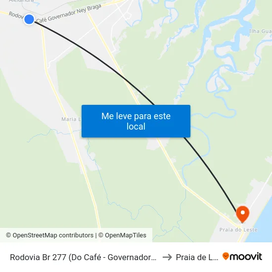 Rodovia Br 277 (Do Café - Governador Ney Braga) to Praia de Leste map