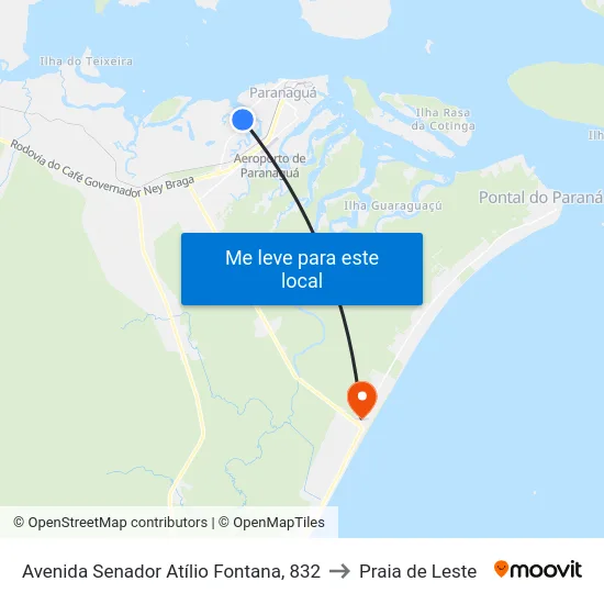Avenida Senador Atílio Fontana, 832 to Praia de Leste map