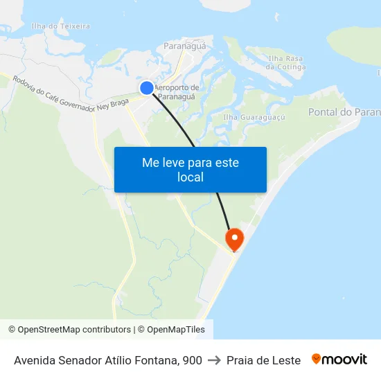 Avenida Senador Atílio Fontana, 900 to Praia de Leste map