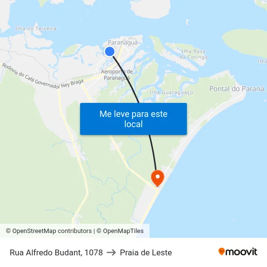 Rua Alfredo Budant, 1078 to Praia de Leste map