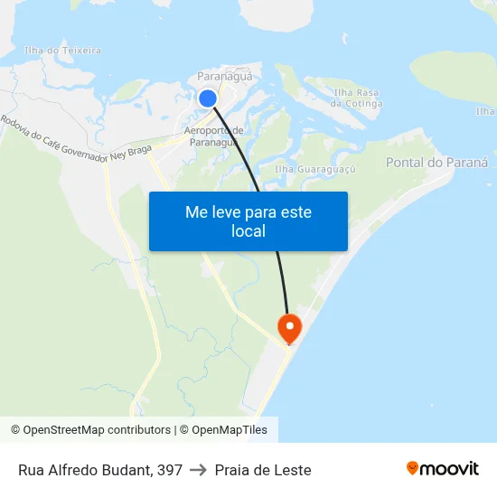 Rua Alfredo Budant, 397 to Praia de Leste map
