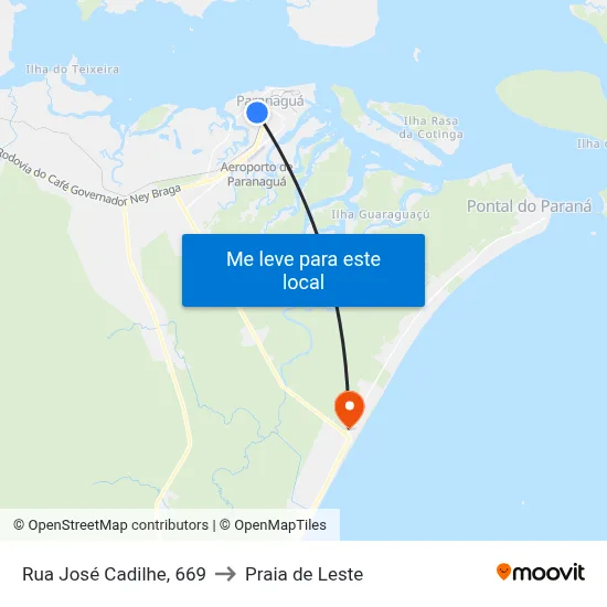 Rua José Cadilhe, 669 to Praia de Leste map