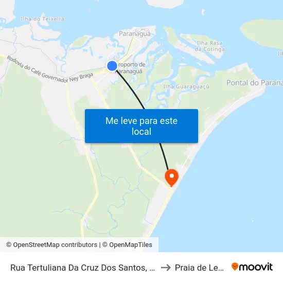 Rua Tertuliana Da Cruz Dos Santos, 574 to Praia de Leste map