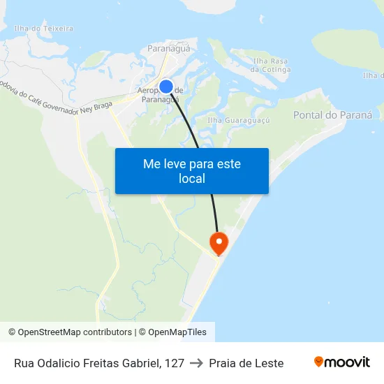 Rua Odalicio Freitas Gabriel, 127 to Praia de Leste map