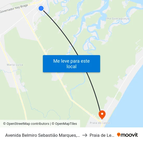 Avenida Belmiro Sebastião Marques, 1253 to Praia de Leste map
