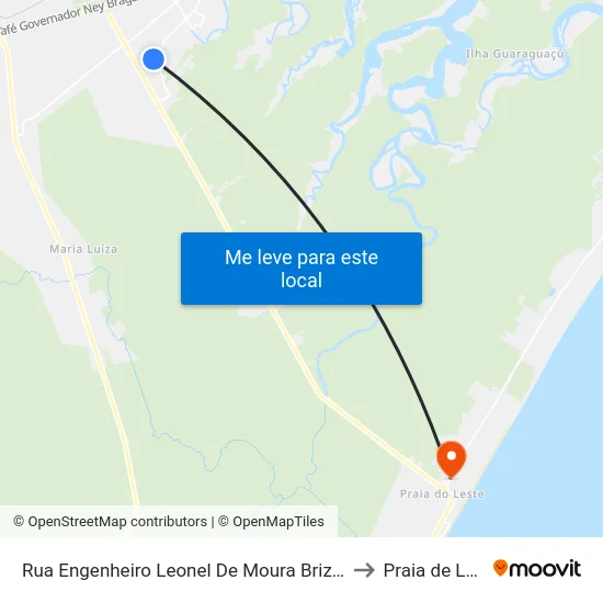 Rua Engenheiro Leonel De Moura Brizola, 252 to Praia de Leste map