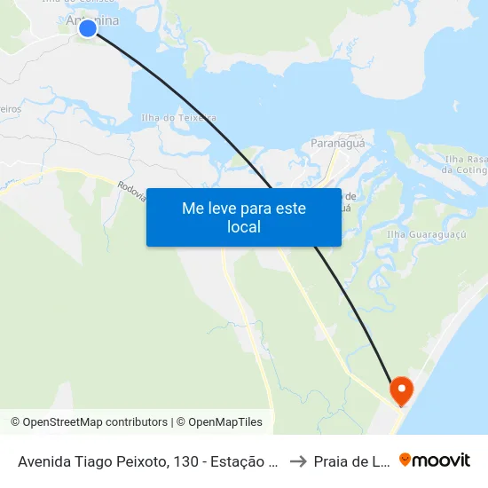 Avenida Tiago Peixoto, 130 - Estação Ferroviária to Praia de Leste map