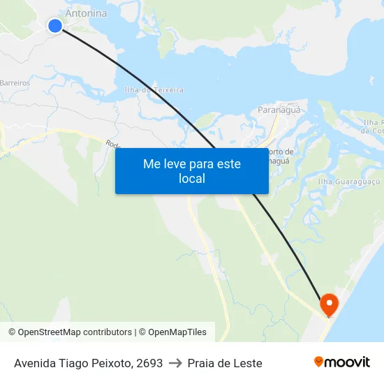 Avenida Tiago Peixoto, 2693 to Praia de Leste map