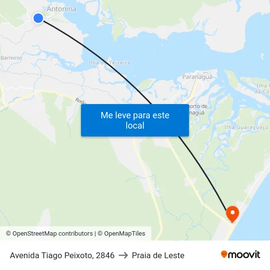 Avenida Tiago Peixoto, 2846 to Praia de Leste map