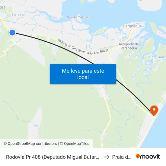 Rodovia Pr 408 (Deputado Miguel Bufara) - Trevo Do Passa Sete to Praia de Leste map