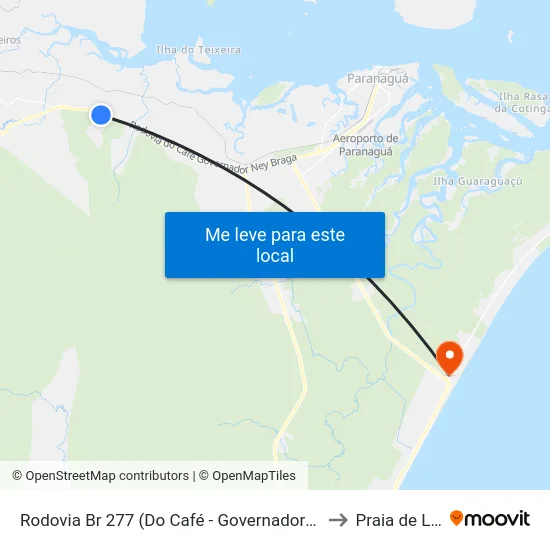 Rodovia Br 277 (Do Café - Governador Ney Braga) to Praia de Leste map
