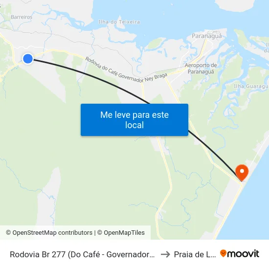Rodovia Br 277 (Do Café - Governador Ney Braga) to Praia de Leste map