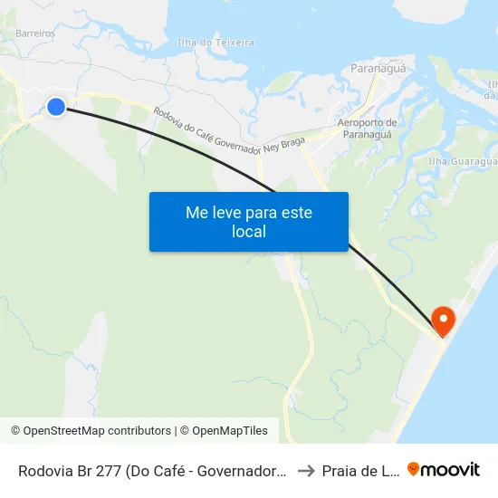 Rodovia Br 277 (Do Café - Governador Ney Braga) to Praia de Leste map