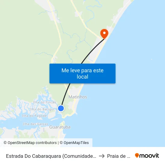Estrada Do Cabaraquara (Comunidade Cabaquara) to Praia de Leste map