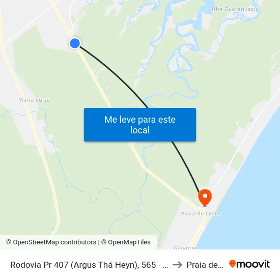 Rodovia Pr 407  (Argus Thá Heyn), 565 - Parque Do Palmito to Praia de Leste map