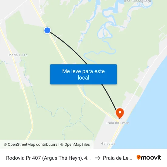 Rodovia Pr 407 (Argus Thá Heyn), 4776 to Praia de Leste map