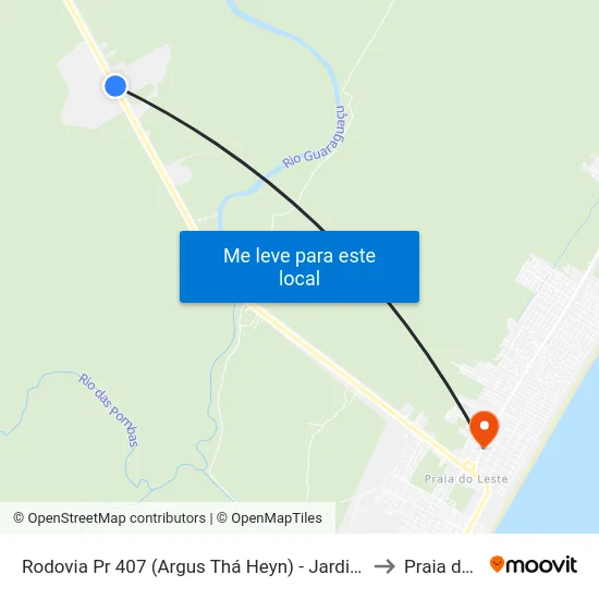 Rodovia Pr 407 (Argus Thá Heyn) - Jardim Do Bosque / Cometa to Praia de Leste map