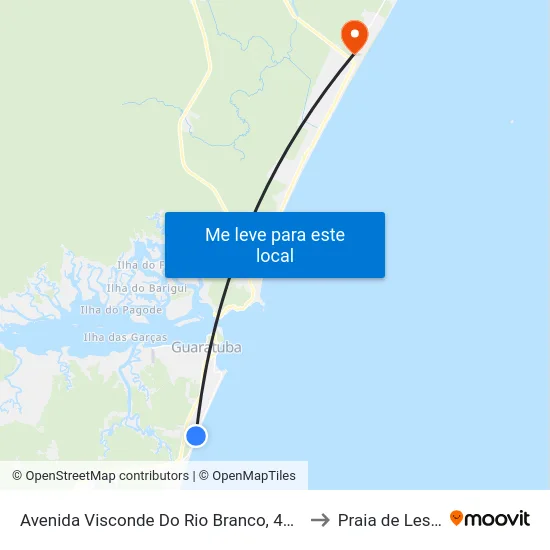 Avenida Visconde Do Rio Branco, 4622 to Praia de Leste map