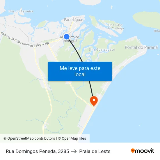 Rua Domingos Peneda, 3285 to Praia de Leste map