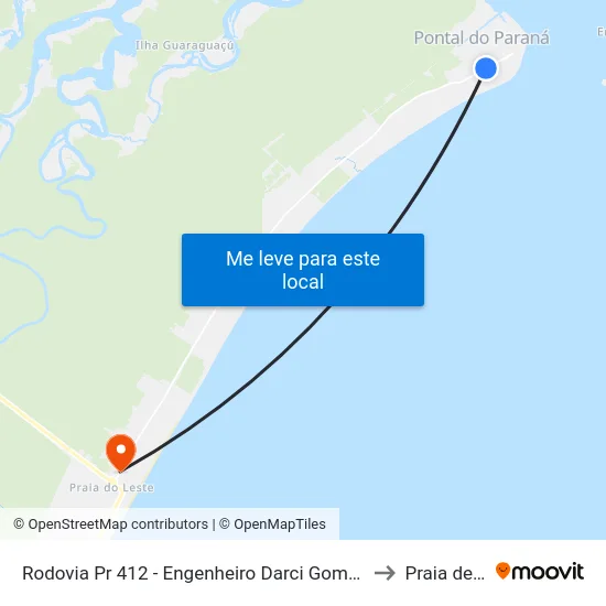 Rodovia Pr 412 - Engenheiro Darci Gomes De Morais, 17598 to Praia de Leste map