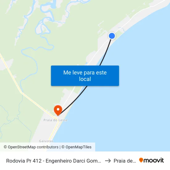 Rodovia Pr 412 - Engenheiro Darci Gomes De Morais, 11414 to Praia de Leste map