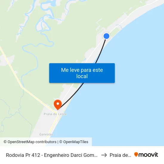 Rodovia Pr 412 - Engenheiro Darci Gomes De Morais, 11183 to Praia de Leste map