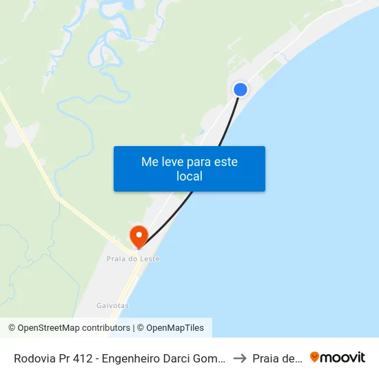 Rodovia Pr 412 - Engenheiro Darci Gomes De Morais, 9909 to Praia de Leste map
