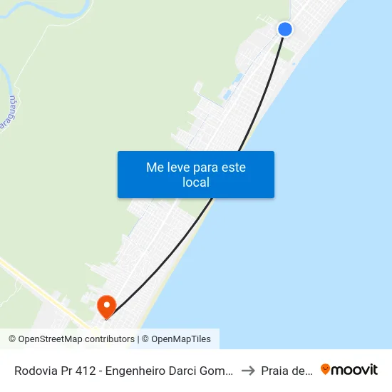 Rodovia Pr 412 - Engenheiro Darci Gomes De Morais, 8603 to Praia de Leste map
